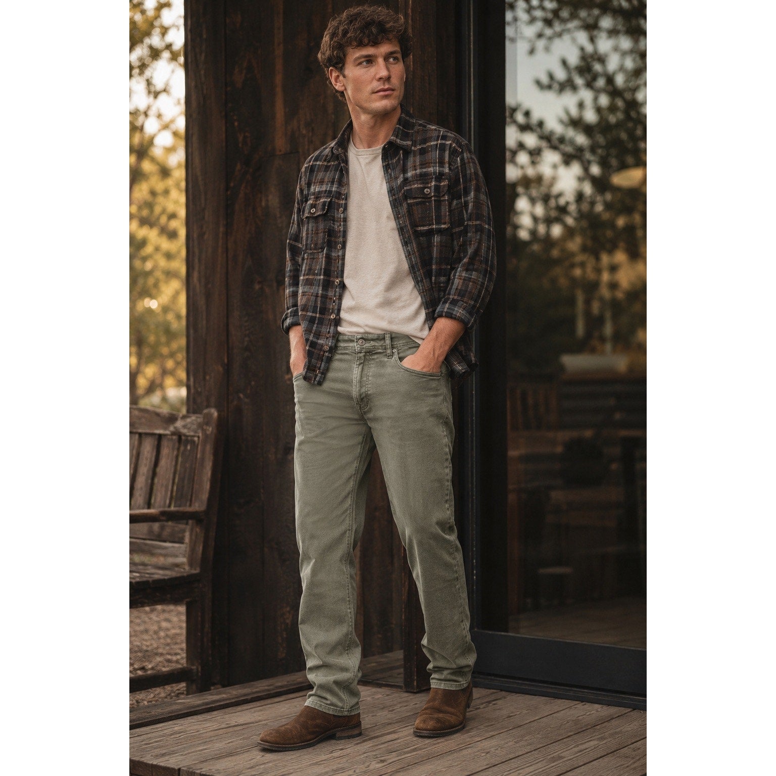 Liverpool Los Angeles Regent Relaxed Straight Stretch Jean in Pewter Green — Size 32x34