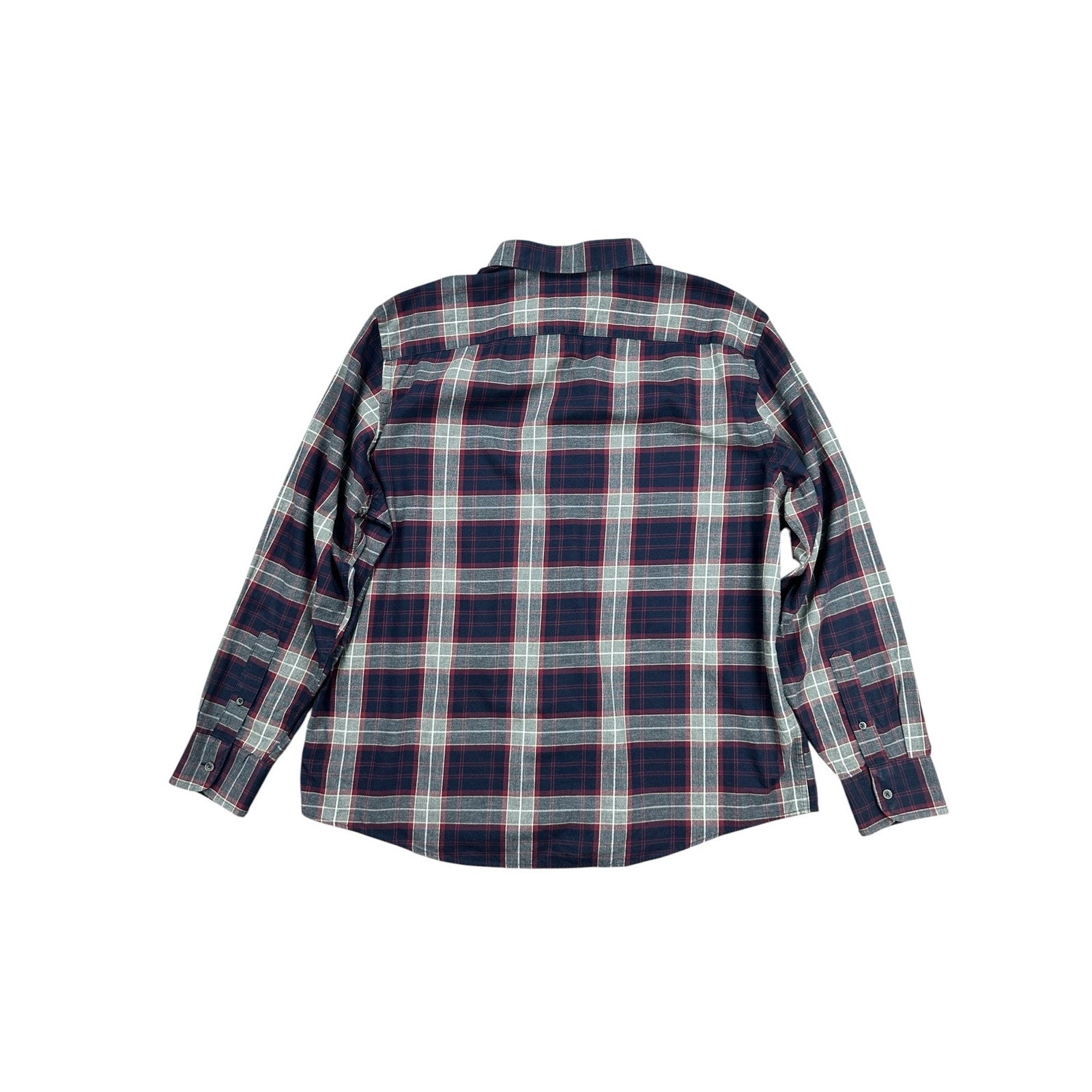 UNTUCKit Alentejo Plaid Flannel Long Sleeve Button Down in Navy Maroon Gray White Cream — Size 2XL // Preowned