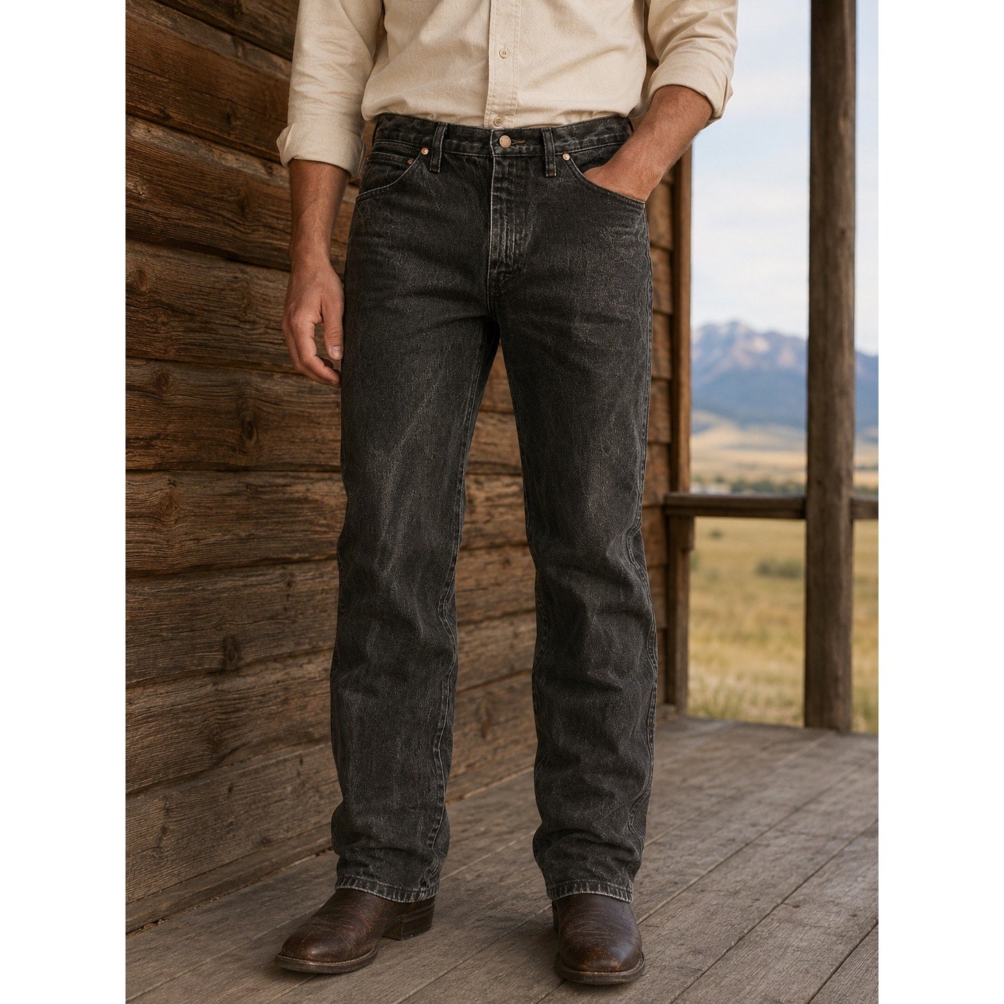 Wrangler Cowboy Cut Slim Fit Jean in Chocolate Brown — Size 34x34 // Preowned