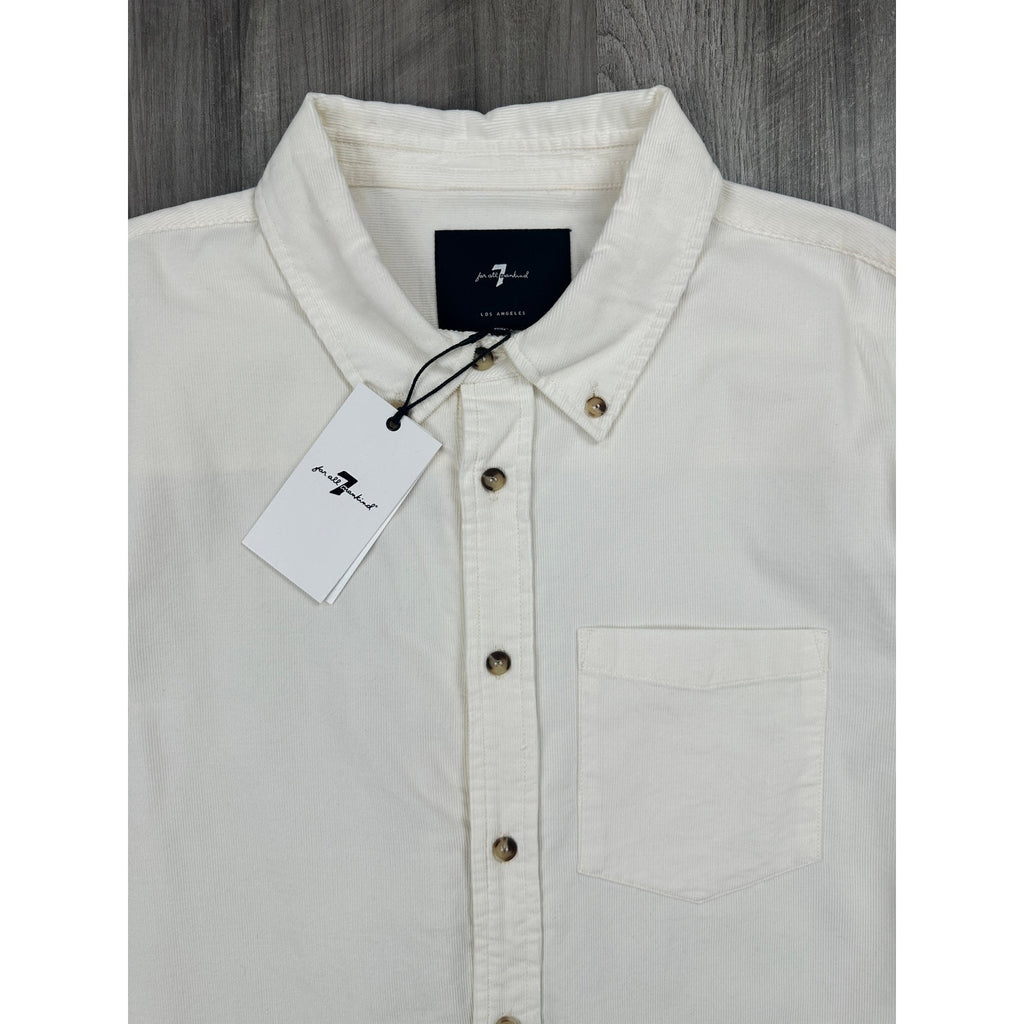 7 For All Mankind Corduroy Long Sleeve Button Down Shirt — Size Large