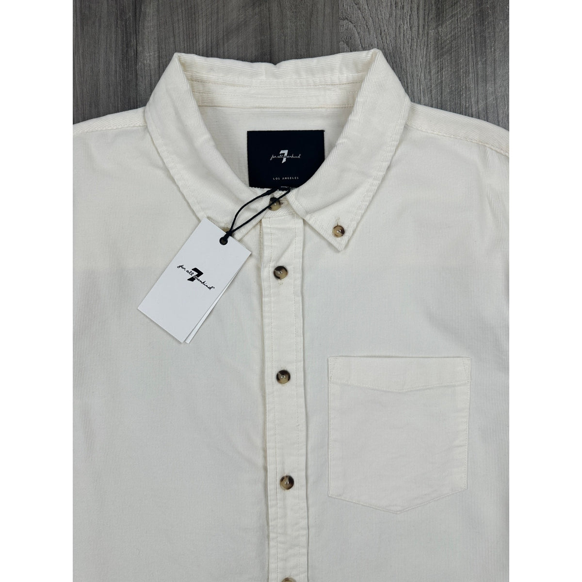 7 For All Mankind Corduroy Long Sleeve Button Down Shirt — Size Large