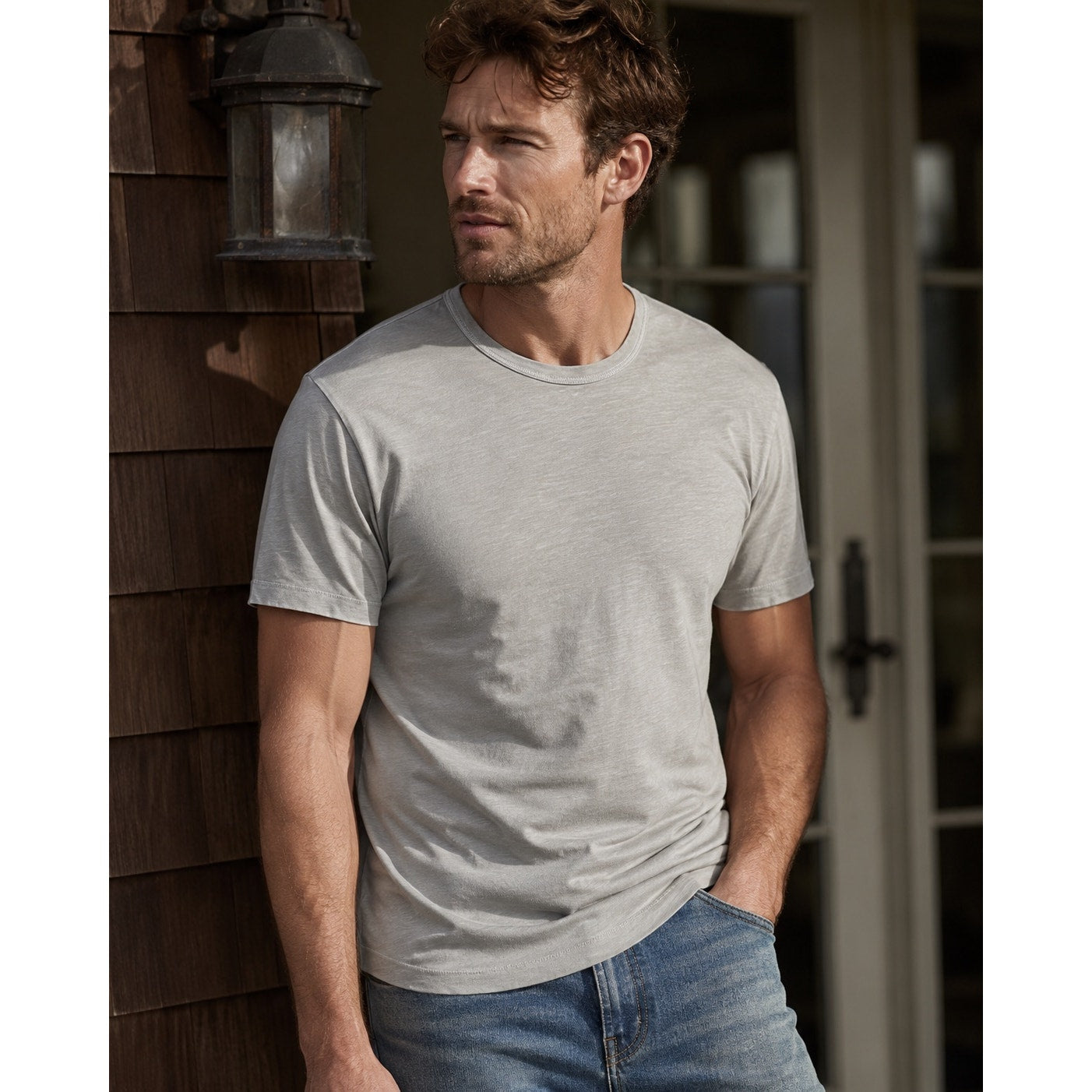 Buck Mason Slub Curved Hem Venice Wash Pima Cotton Tee in Concrete Grey — Size Medium