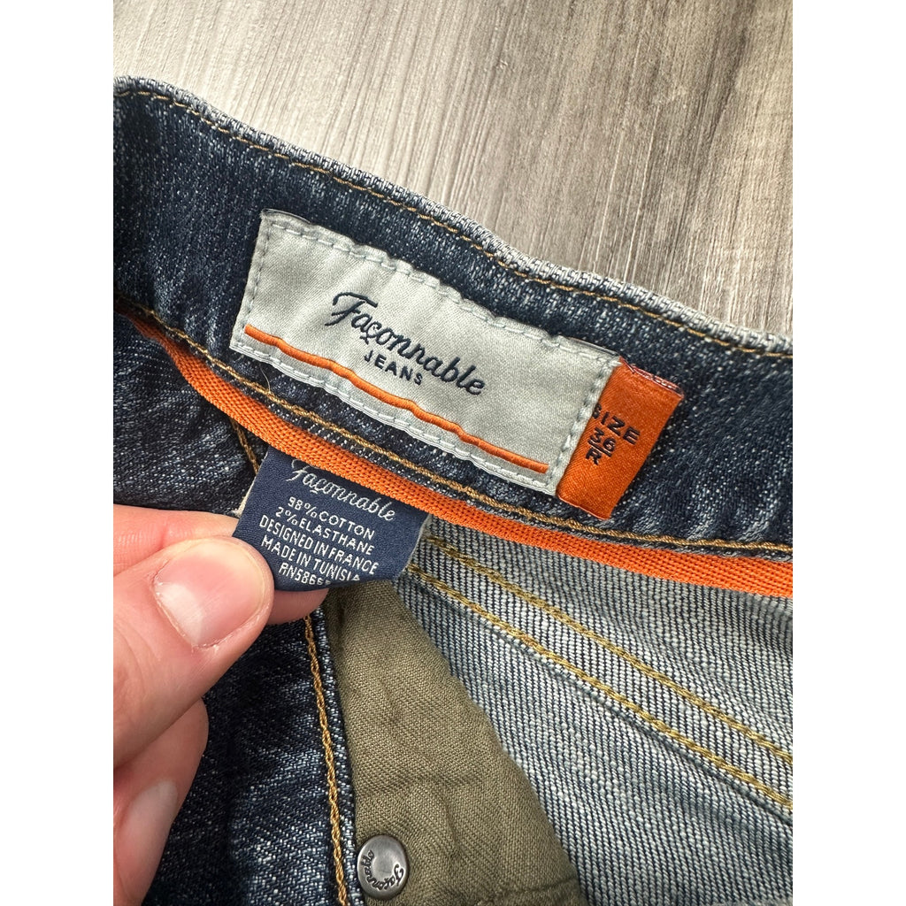 Façonnable Jeans Modele F40 Straight Leg Jean in Medium Blue Wash — Size 36