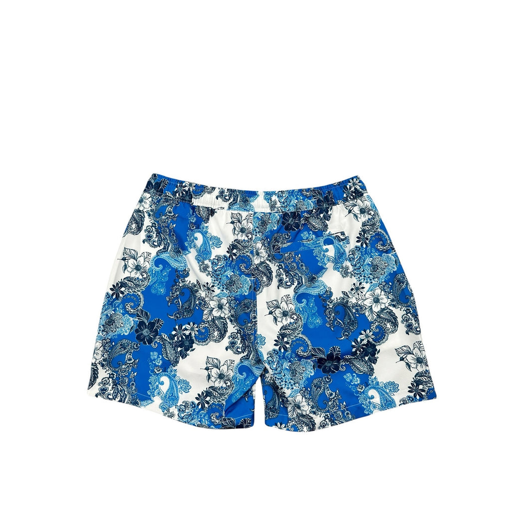 Robert Graham Floral Paisley Swim Trunks in Blue Navy and White — Size Medium