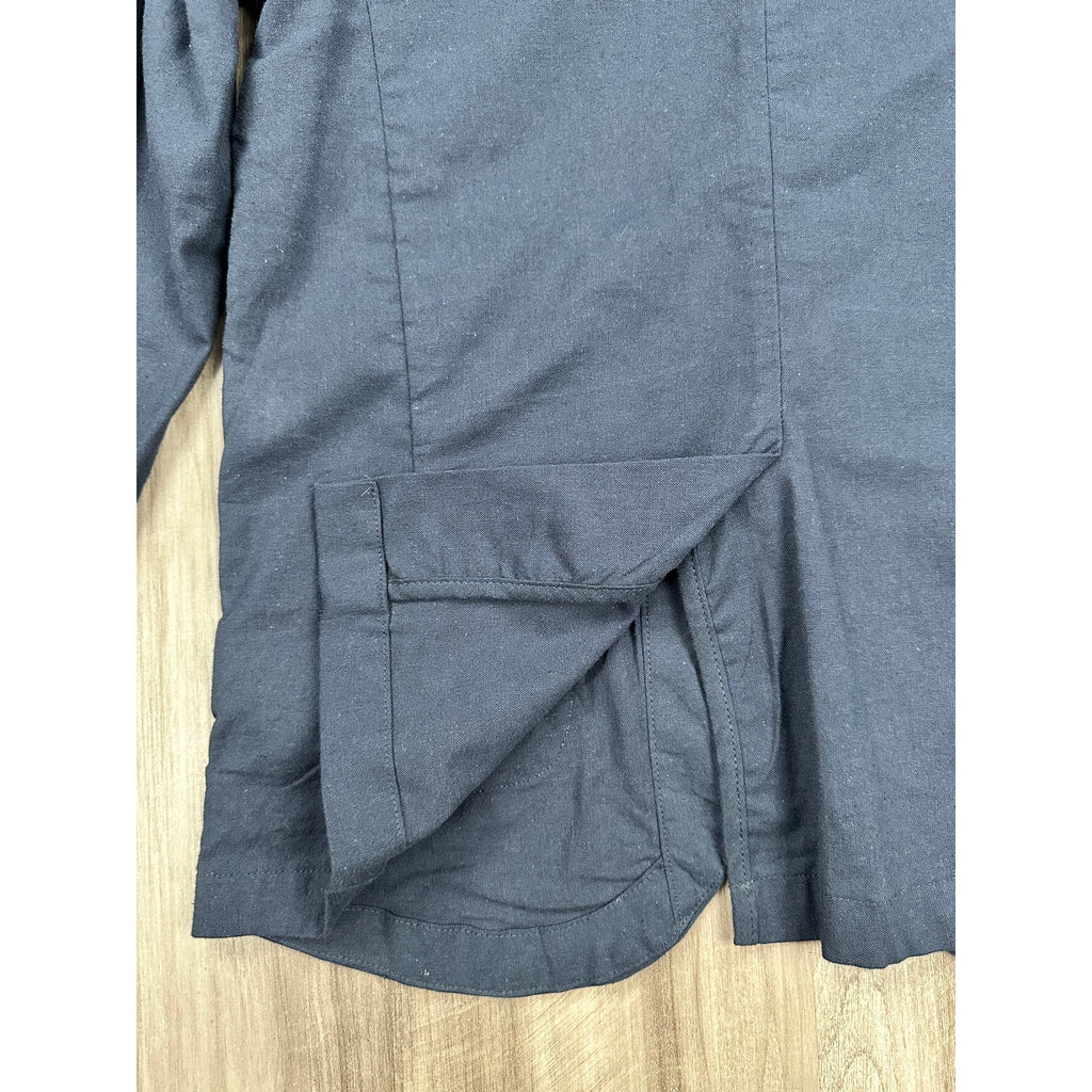 Ike Behar Unstructured Suit in Dark Navy Cotton Linen Spandex — Size Small