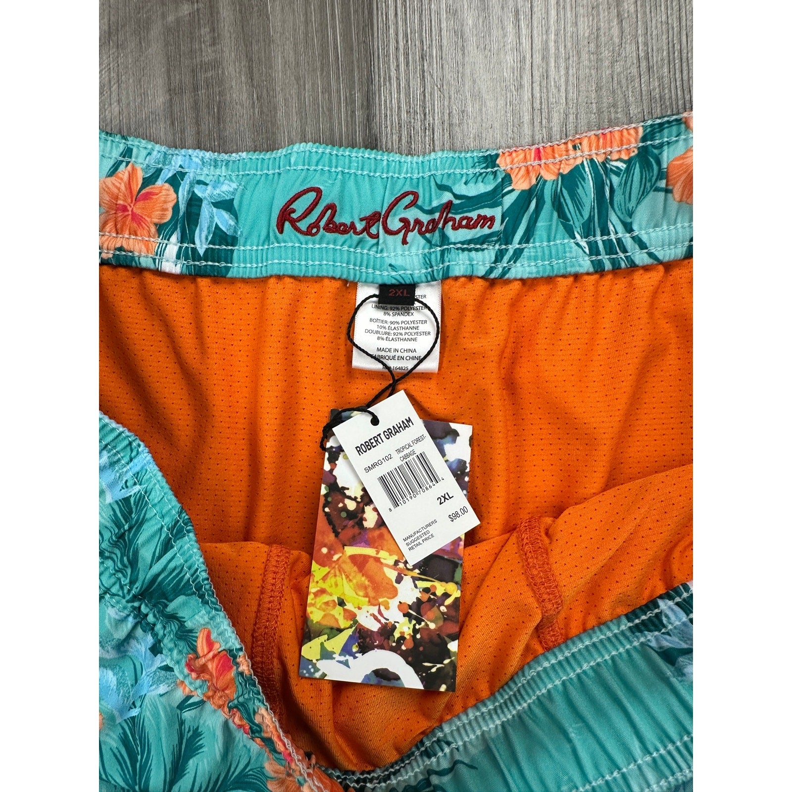Robert Graham Floral Tropical Forest Swim Trunks — Size 2XL