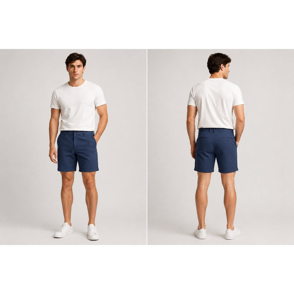 Western Rise Evolution Hybrid Chino Shorts in Navy — Size 35 // Preowned
