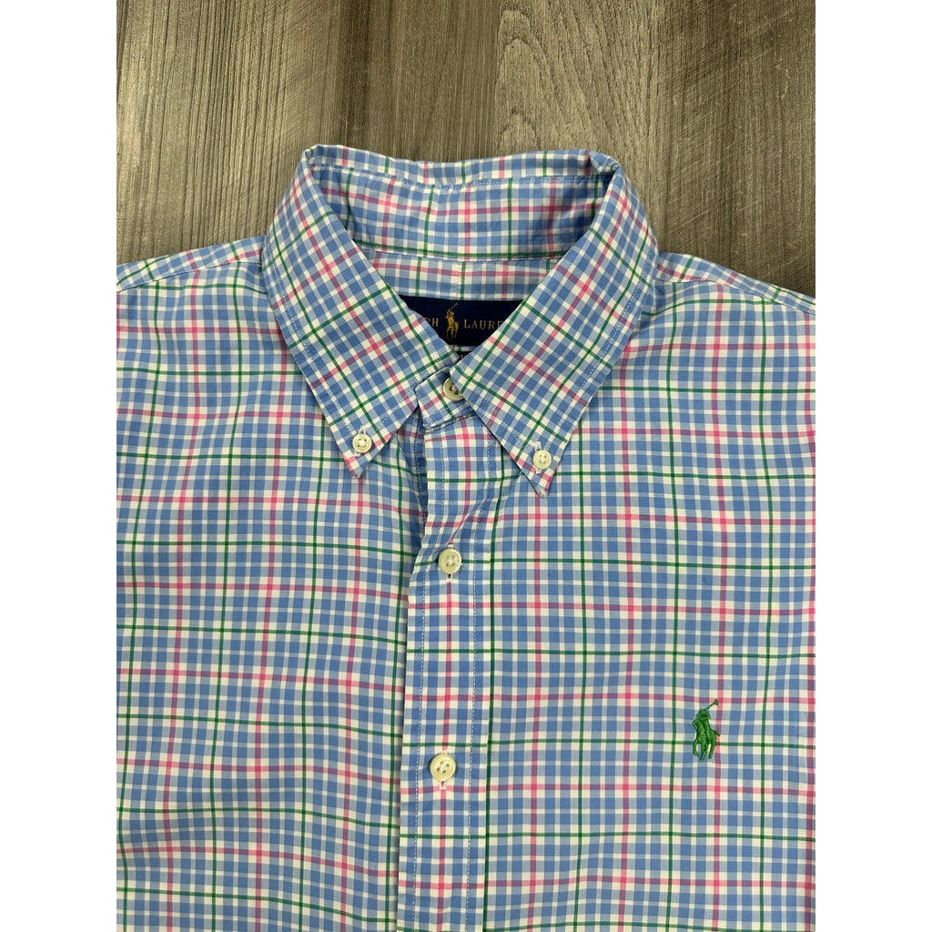 Polo Ralph Lauren Oxford Button Down Shirt in Multi-Color Plaid — Size Medium
