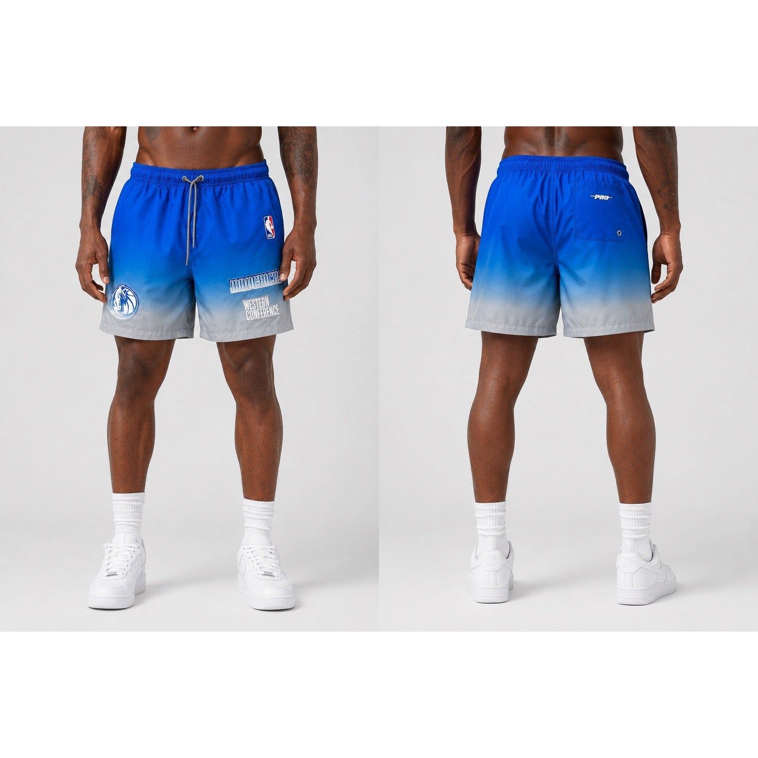 Pro Standard Dallas Mavericks Mesh Lined Swim Trunks in Blue Gray — Size 3XL
