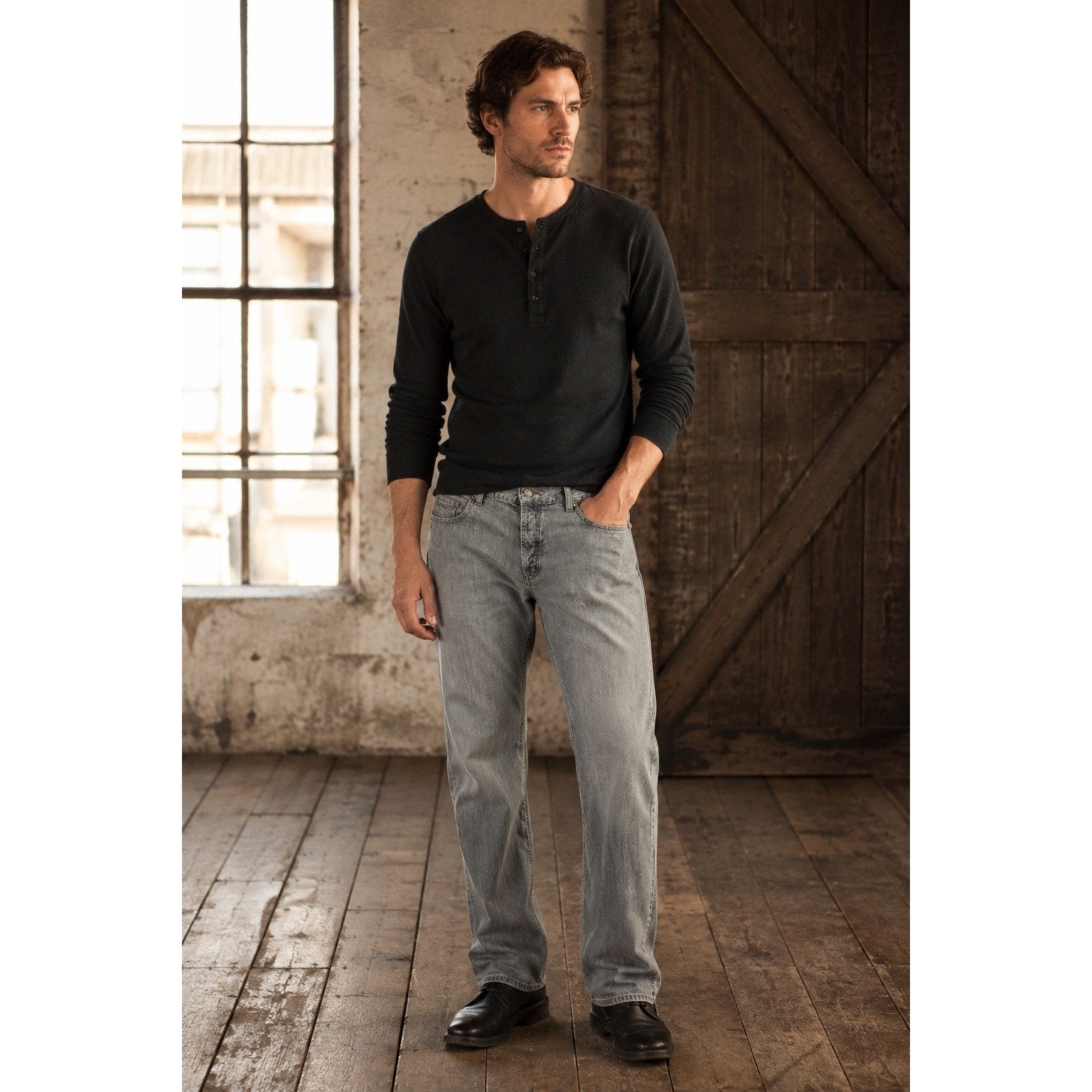 John Varvatos Star USA Authentic Fit Straight Leg Jean in Gray Wash — 36x30