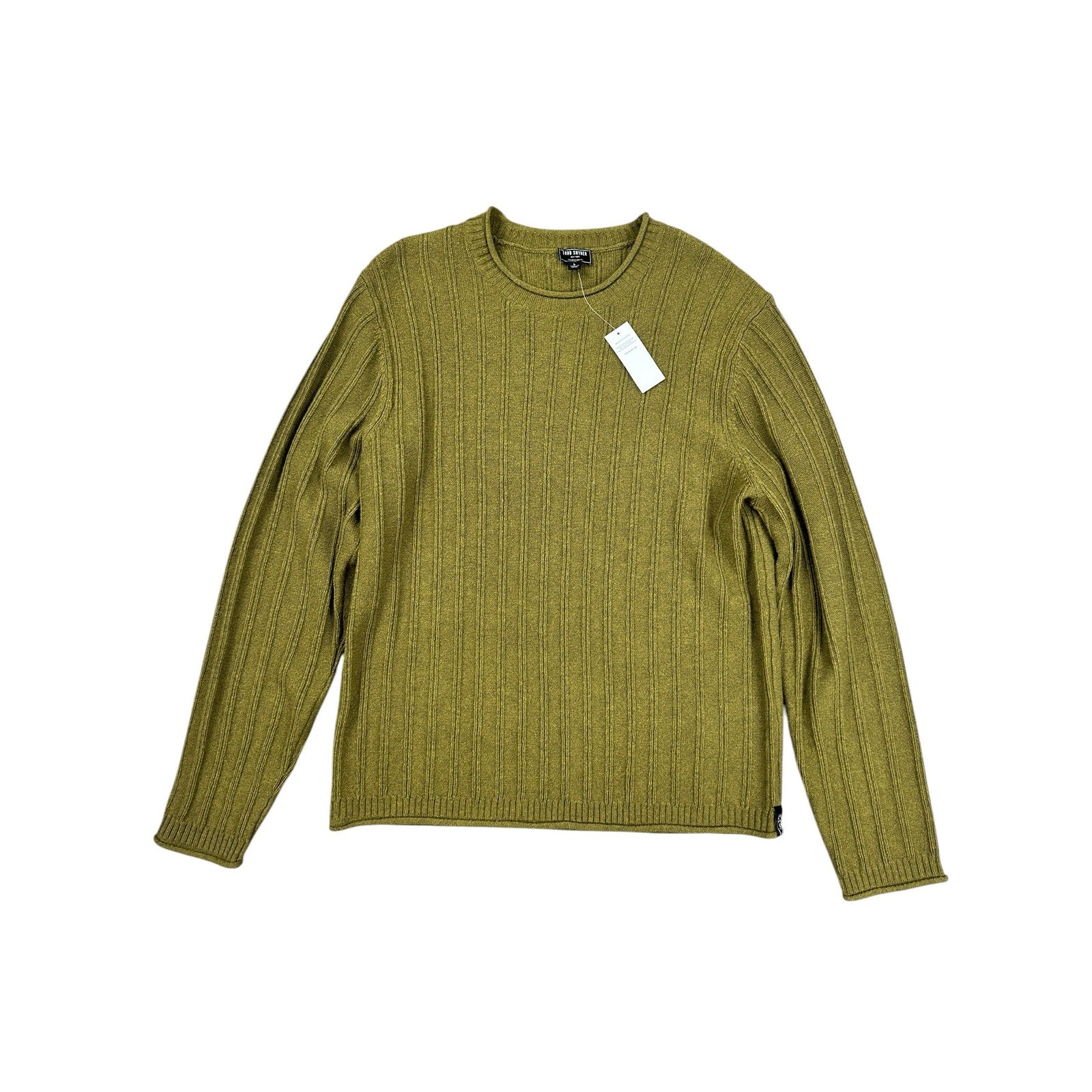 Todd Snyder Textured Mini Cable Crewneck Sweater in Lemongrass — Size Large