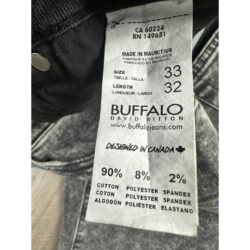 Buffalo David Bitton Slim Ash Black Story Jeans — Size 33x32