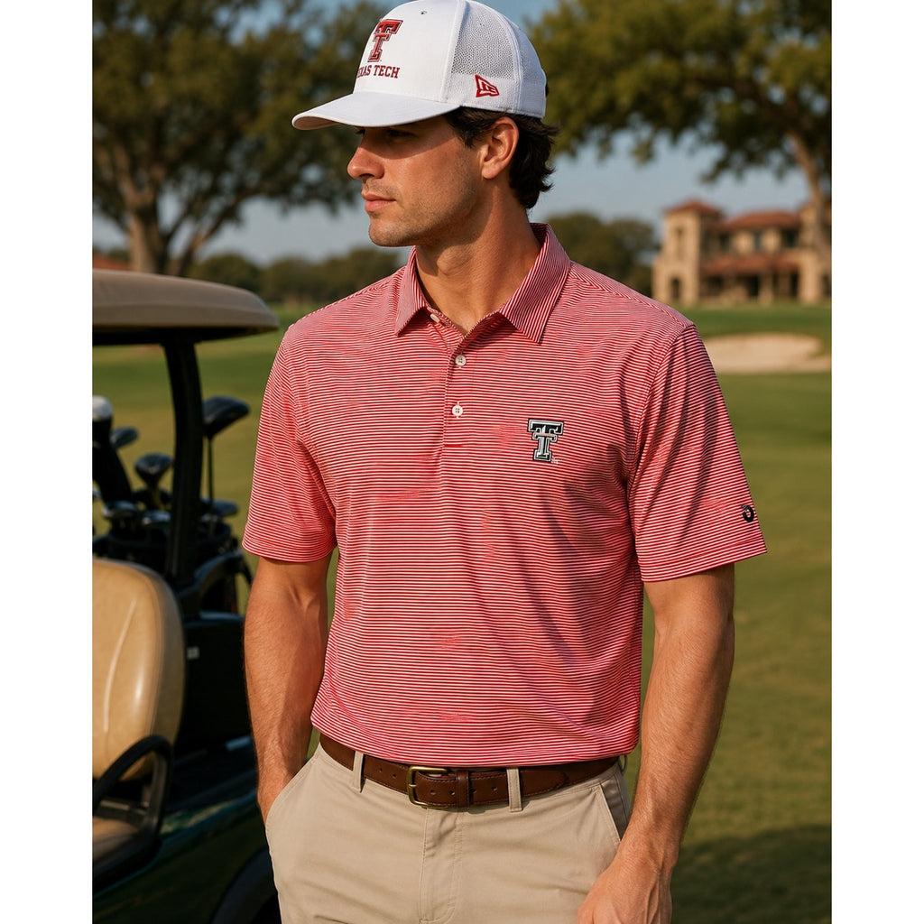 Dark Horse Tack & Supply Texas Tech Red Raiders Striped Golf Polo in Red, White — Size 2XL // Preowned