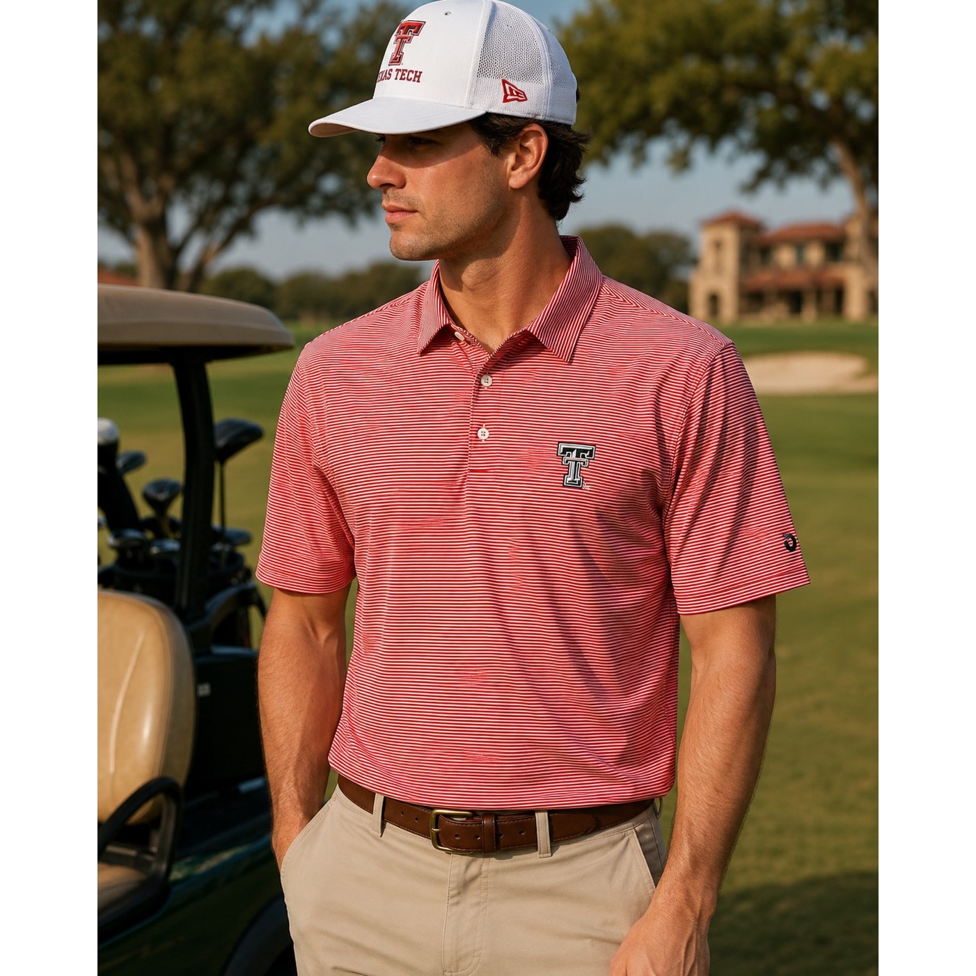 Dark Horse Tack & Supply Texas Tech Red Raiders Striped Golf Polo in Red, White — Size 2XL // Preowned