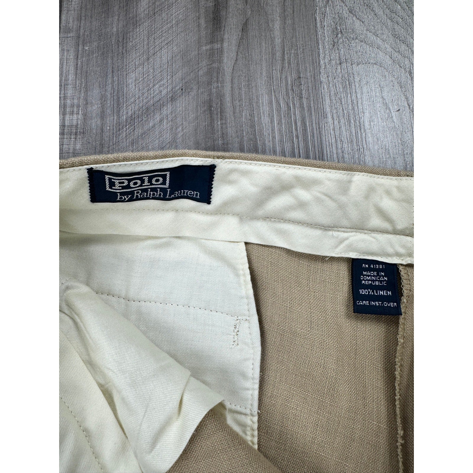 Polo Ralph Lauren Vintage The Tyler Dominican Republic Linen Pleated Cuffed Pants in Khaki — Size 36x32 // Preowned