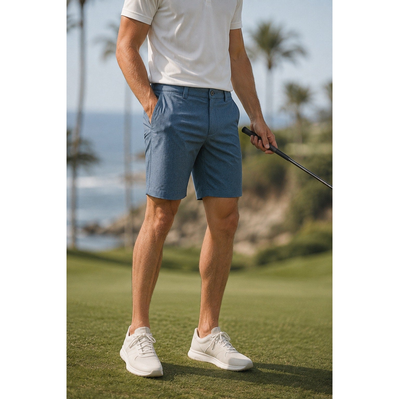 TravisMathew No Map Needed Golf Shorts in Dark Slate Blue, Black — Size 33 // Preowned