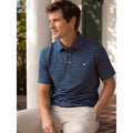 Southern Tide Driver Performance Stretch Striped Polo in Navy Coral White — Size Large