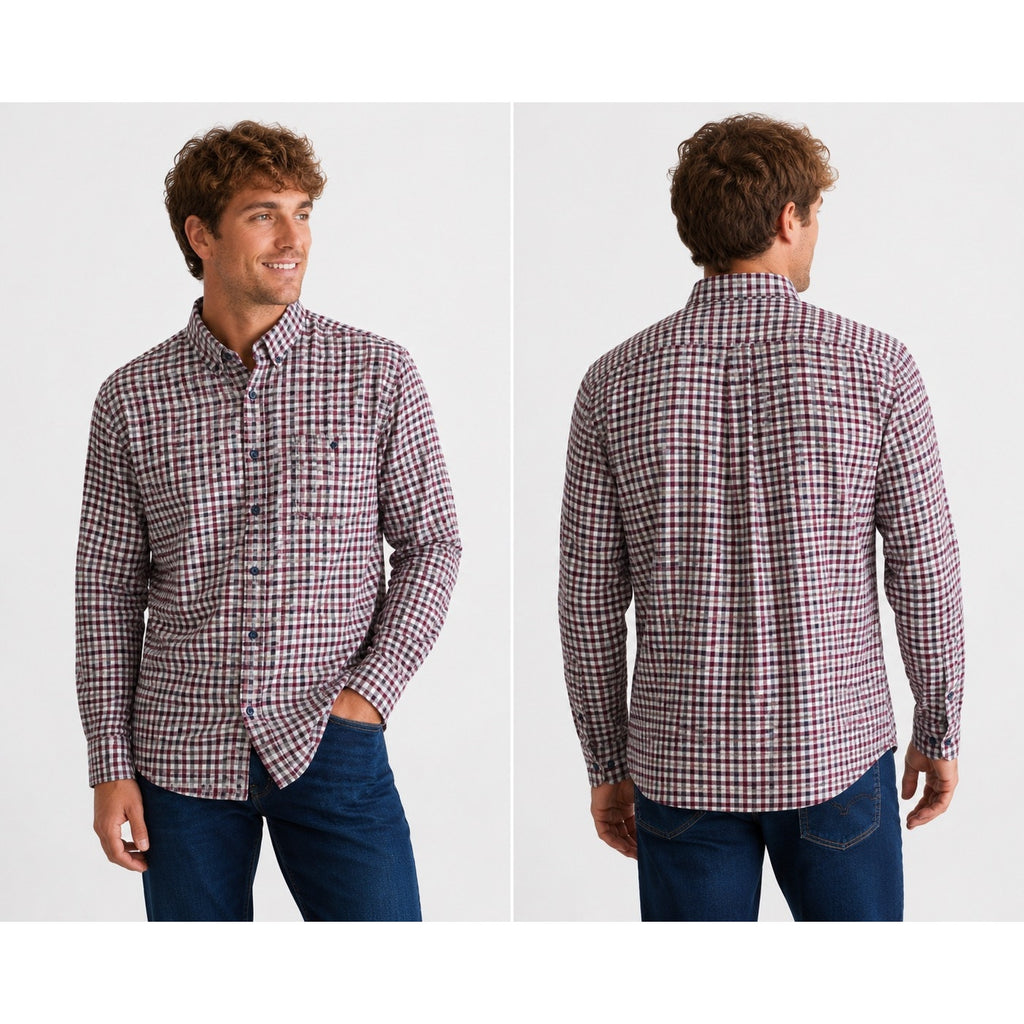 Johnnie-O Dickens Hangin' Out Flannel Checkered Long Sleeve Button Down in Malibu Red — Size Medium // Preowned