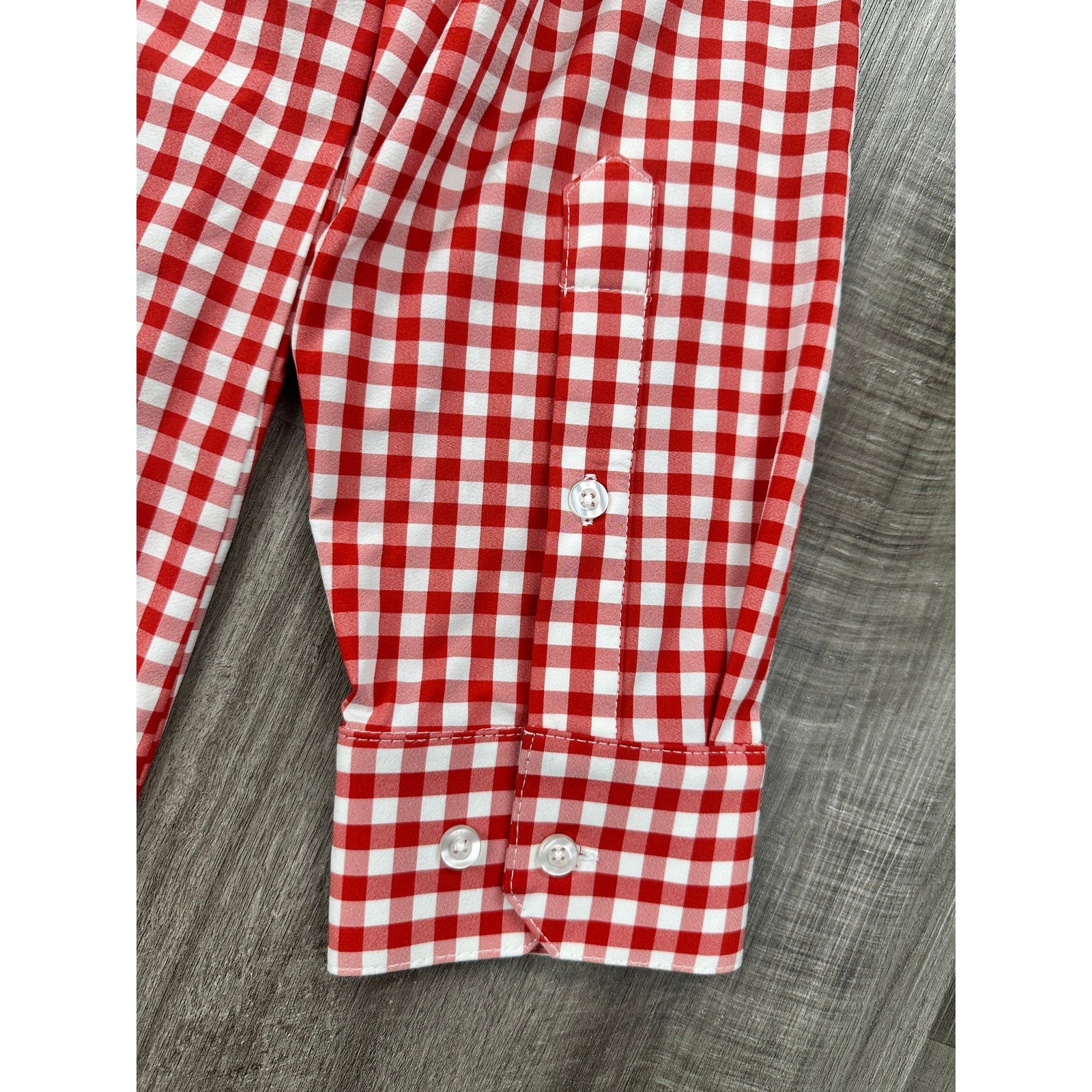 Mizzen+Main Trim Fit Checkered Long Sleeve Button Down in Red and White — Size 2XL // Preowned