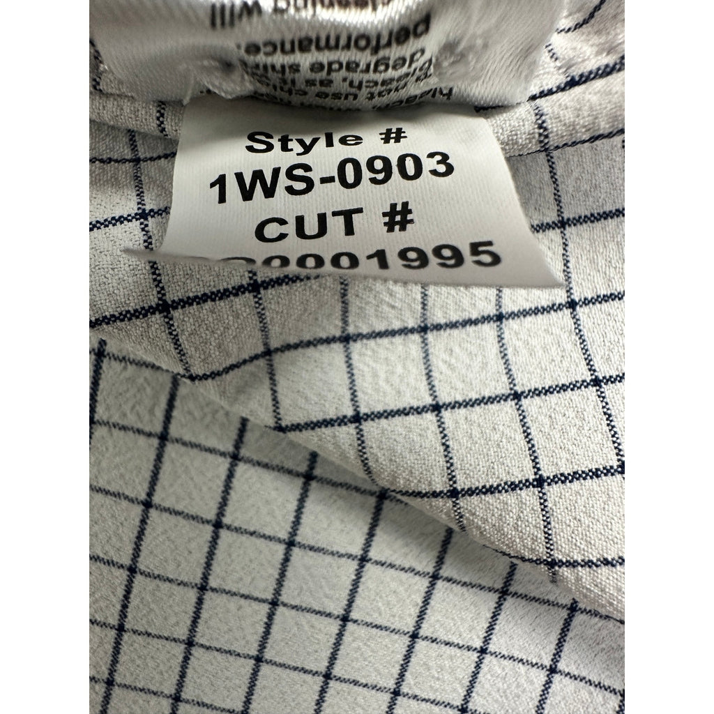 Mizzen+Main Grid Leeward Trim Long Sleeve Button Dress Shirt in White and Navy — Size Large // Preowned