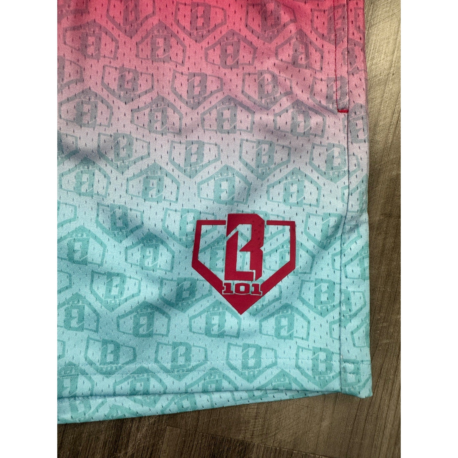 Baseball Lifestyle 101 Gradient Mesh Athletic Shorts in Cotton Candy — Size Medium