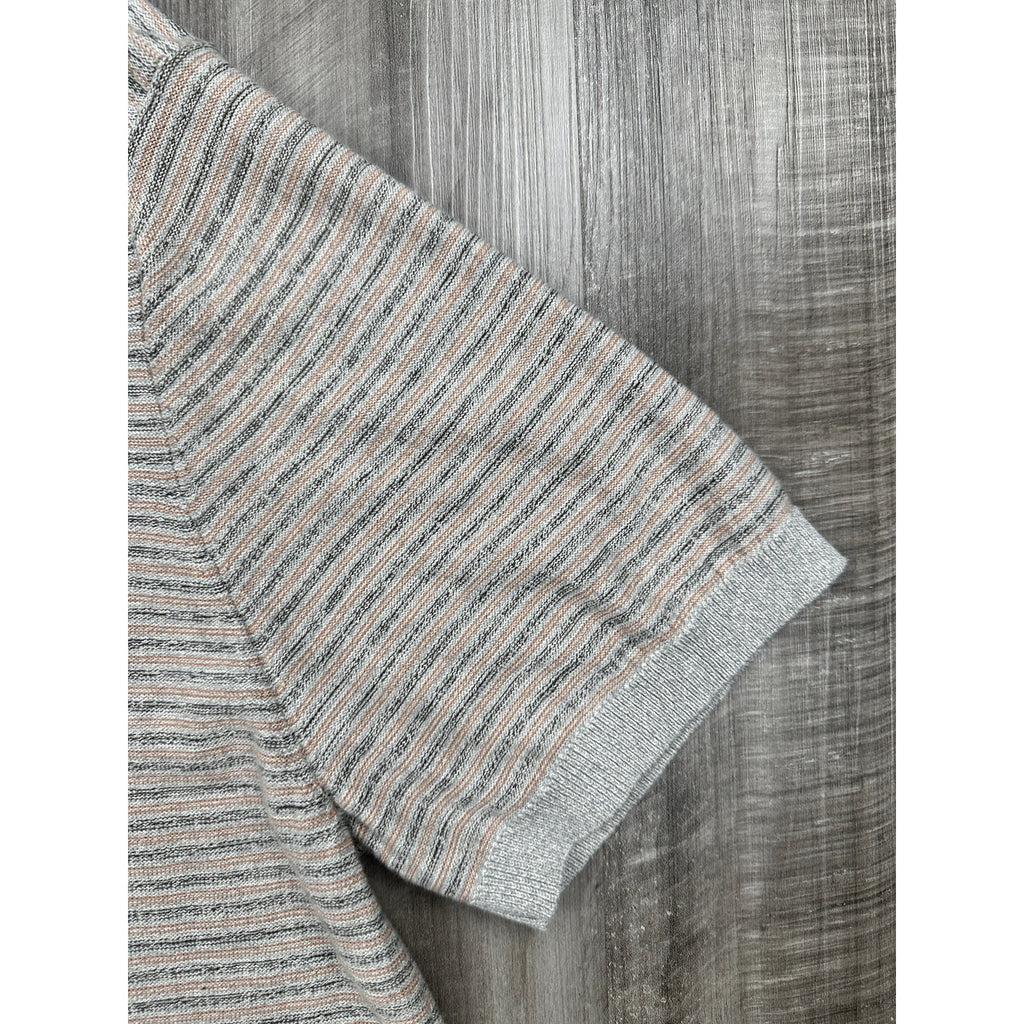 Billy Reid Vintage Striped Sweater Polo in Gray — Size 2XL