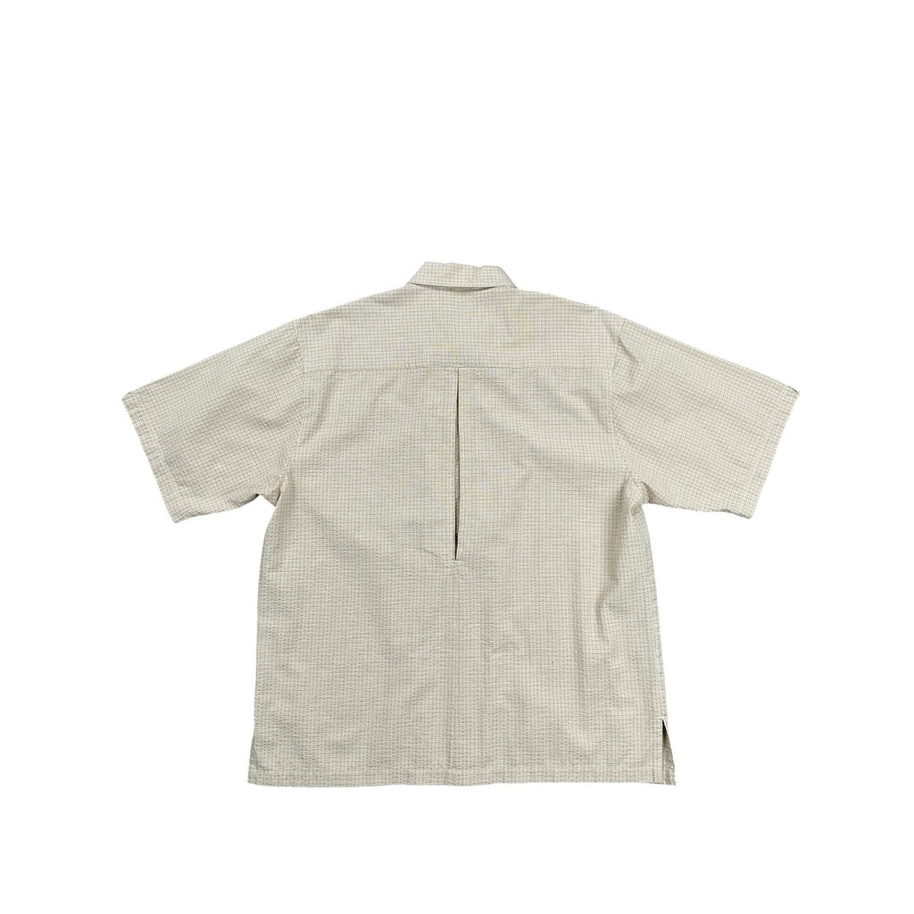 Simms Plaid Seersucker COR3 Short Sleeve Fishing Shirt in Cream Tan Olive Red Orange — Size Large // Preowned