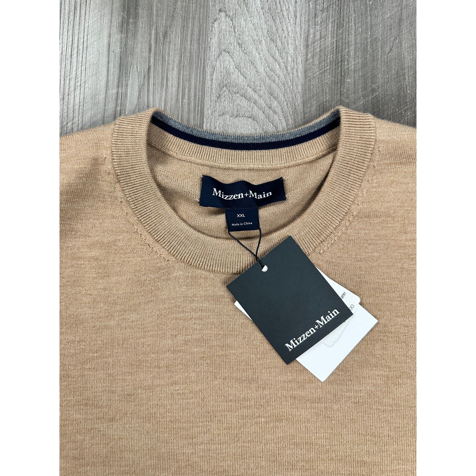 Mizzen+Main Preston Crewneck Sweater in Medium Beige — Size 2XL