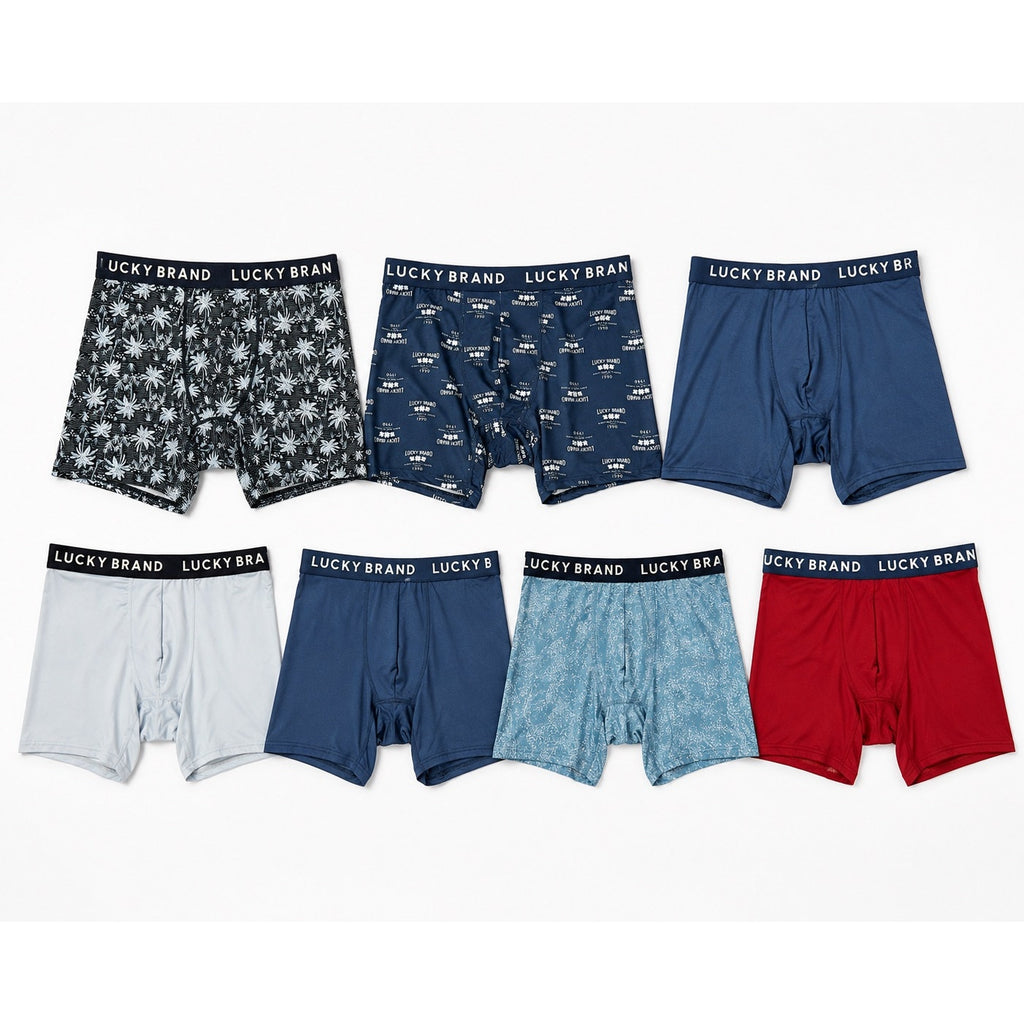 Lucky Brand Effortless Stretch 6-Inch Boxer Briefs 7-Pack — Size XL