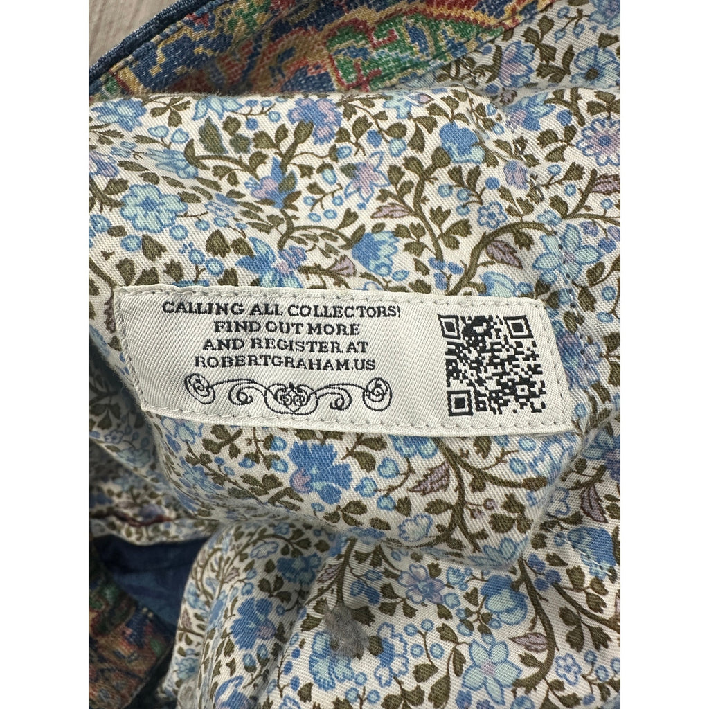 Robert Graham Floral Cotton Classic Fit Shorts in Blue and Navy — Size 44 // Preowned