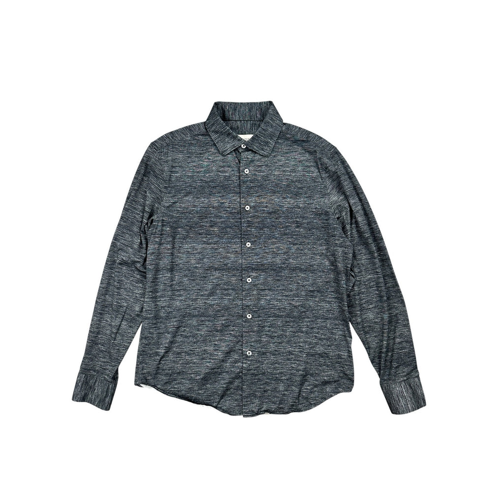 Bugatchi James Heathered OoohCotton 8 Way Stretch Long Sleeve in Heather Black — Size Medium // Preowned