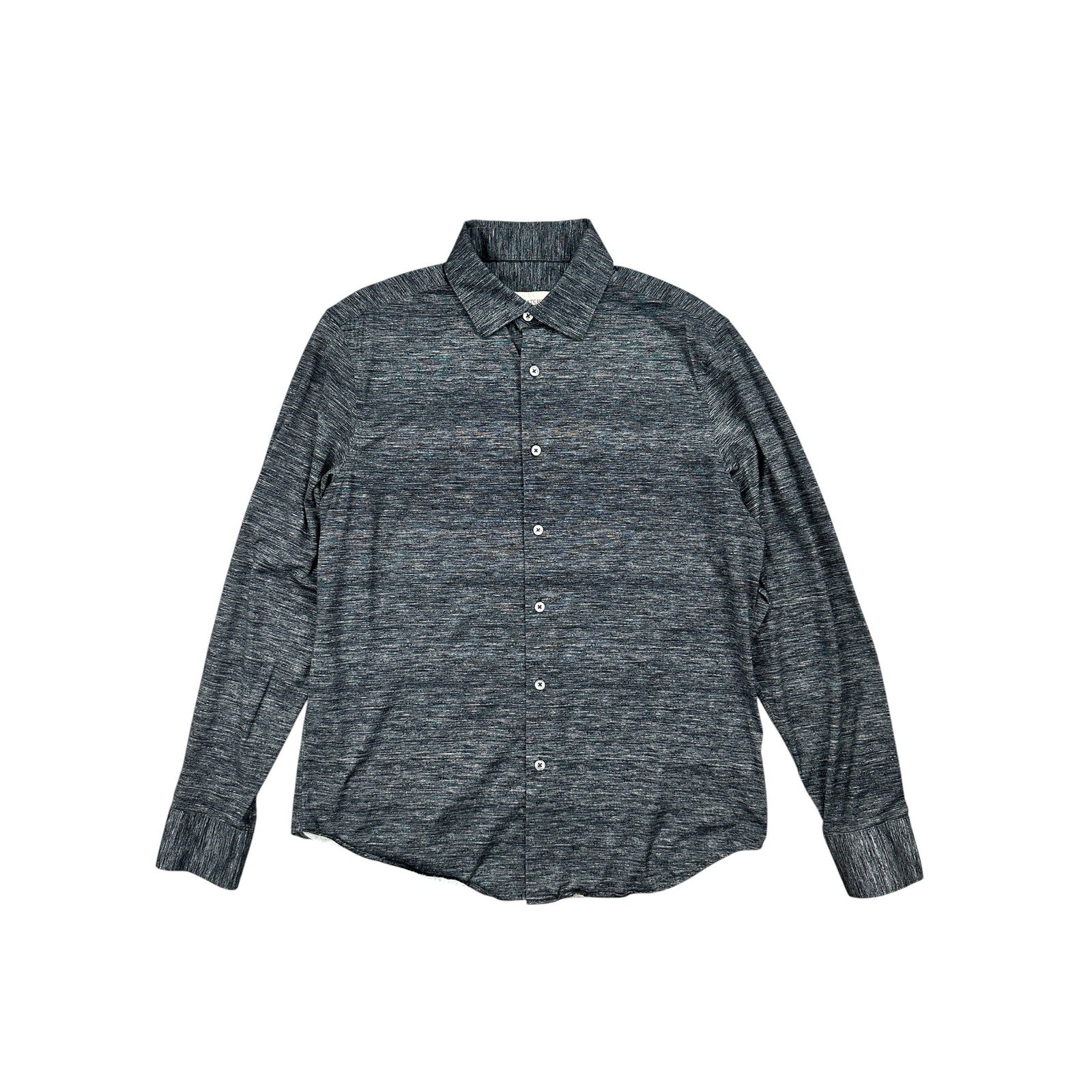 Bugatchi James Heathered OoohCotton 8 Way Stretch Long Sleeve in Heather Black — Size Medium // Preowned