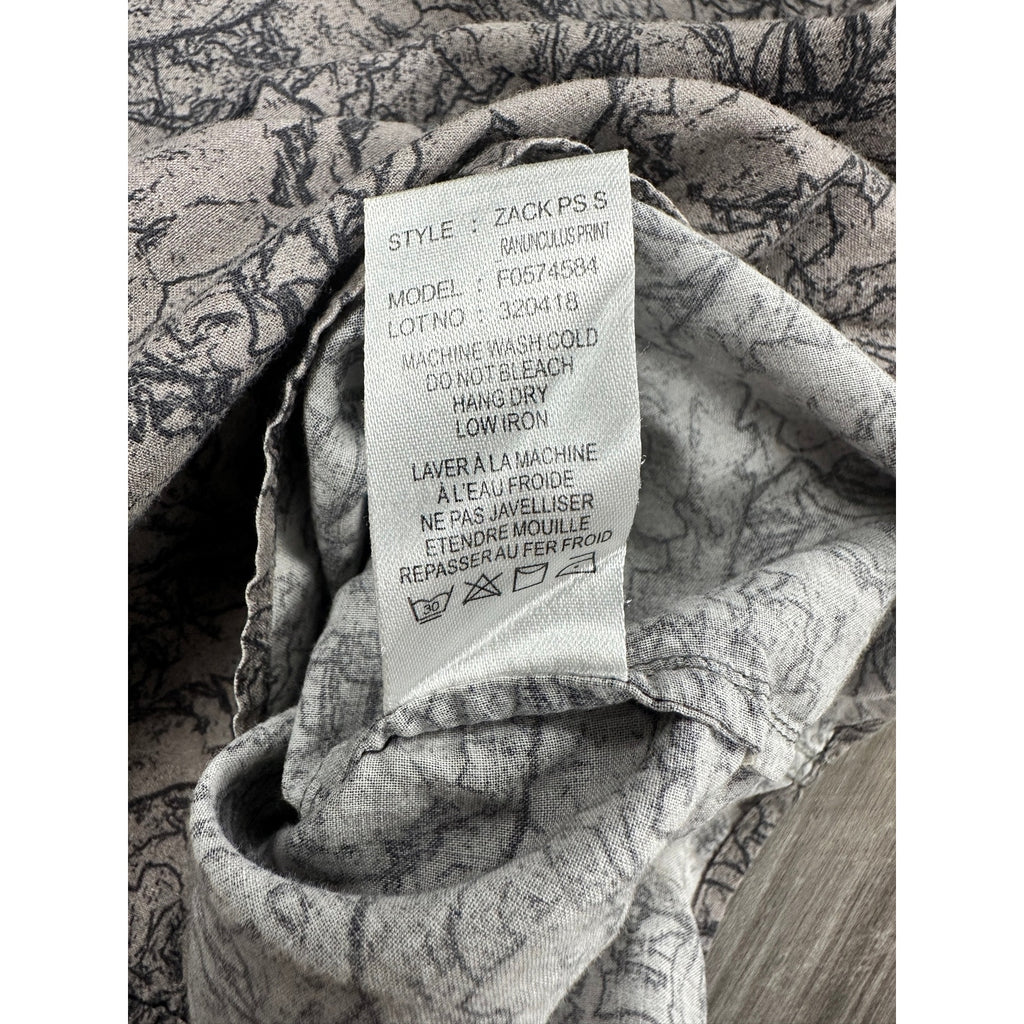 Theory Zack PS Ranunculus Print Short Sleeve Shirt in Light Brown and Black — Size XL // Preowned