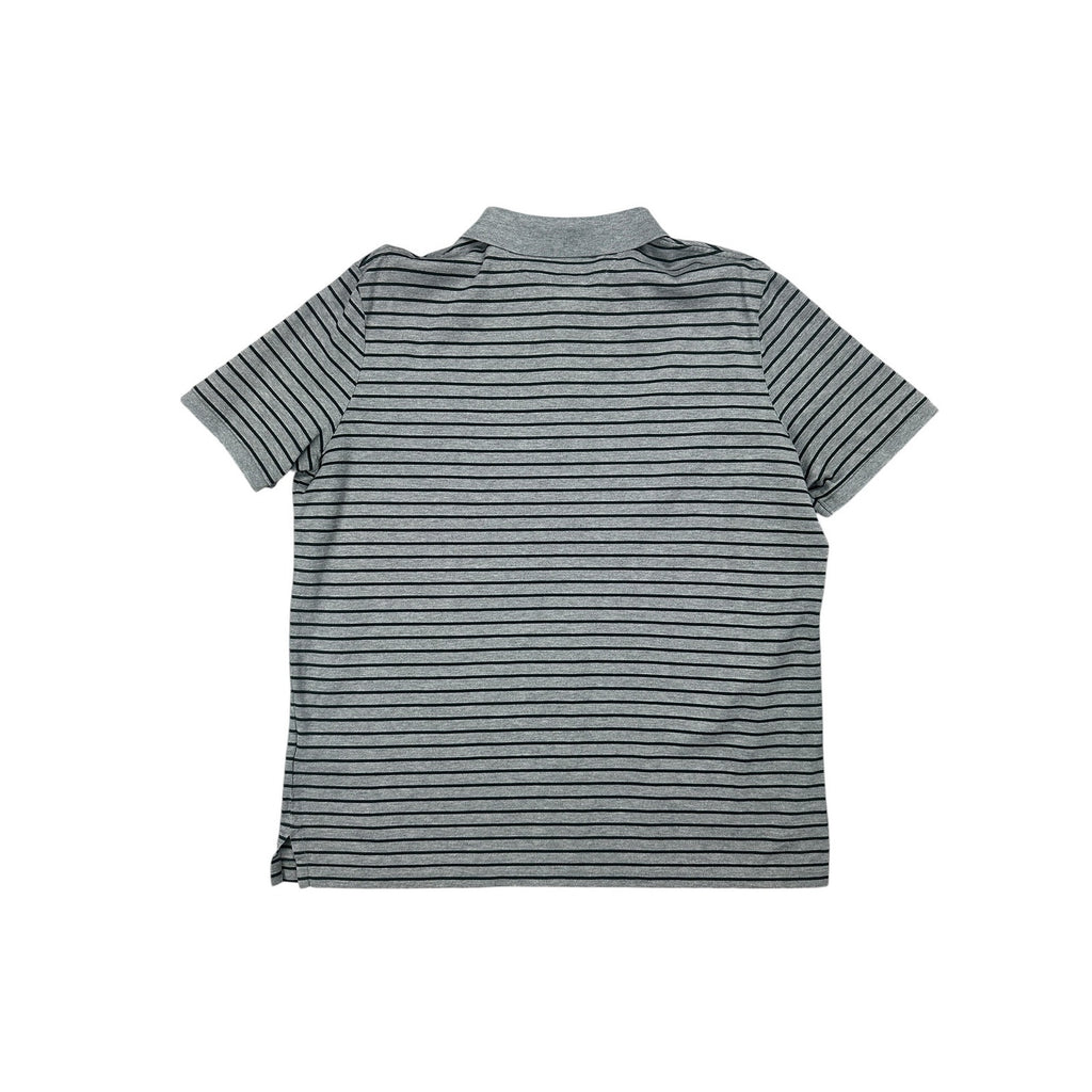 Polo Ralph Lauren Classic Fit Striped Mesh Knit Polo in Gray and Black — Size Large // Preowned