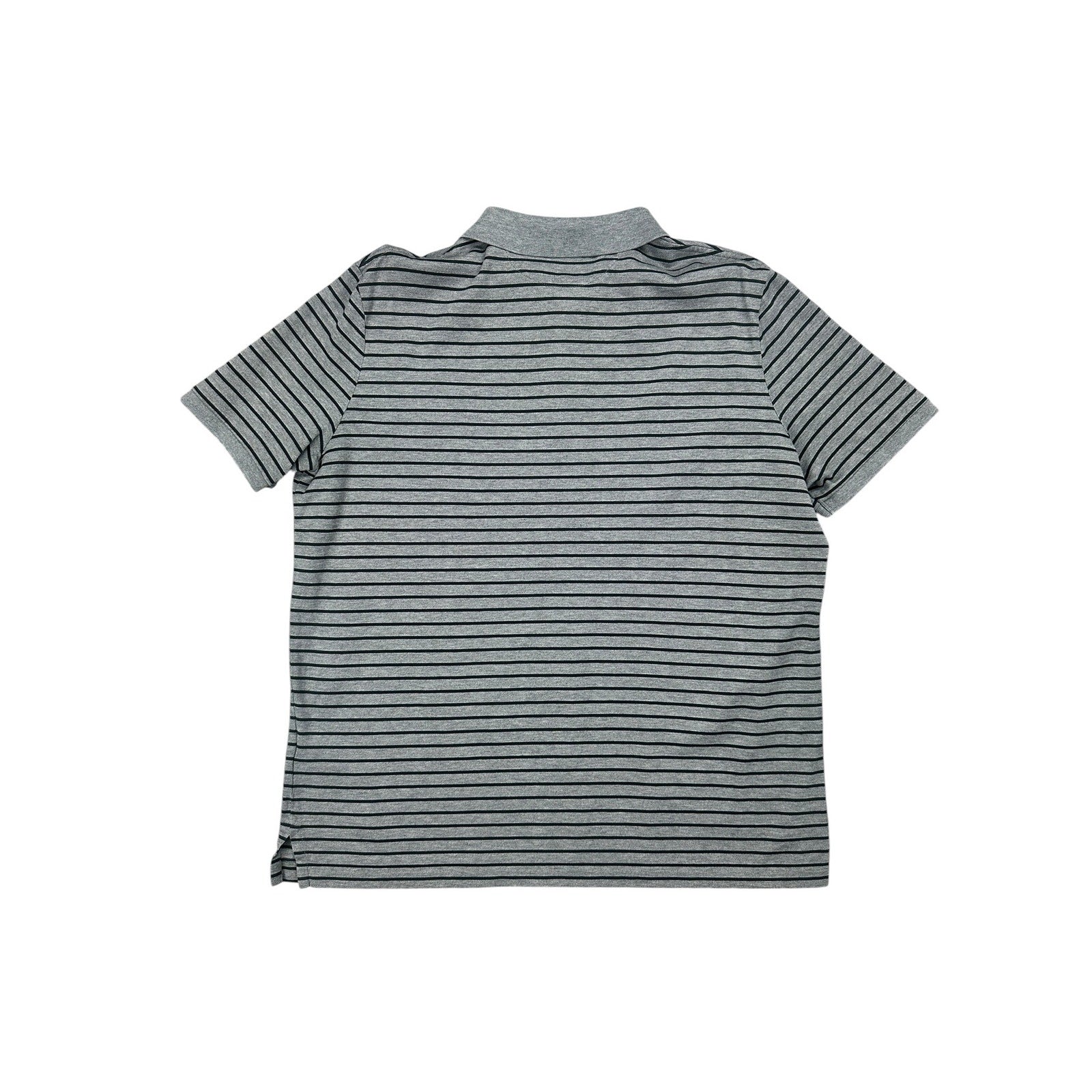 Polo Ralph Lauren Classic Fit Striped Mesh Knit Polo in Gray and Black — Size Large // Preowned