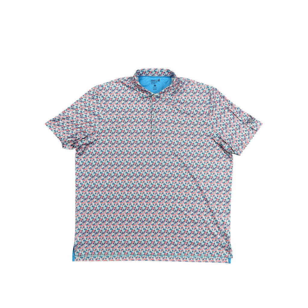 Johnnie-O Royal Palm Performance Golf Polo in Malibu Red with Desert Willow Golf Resort Monogram — Size 2XL // Preowned