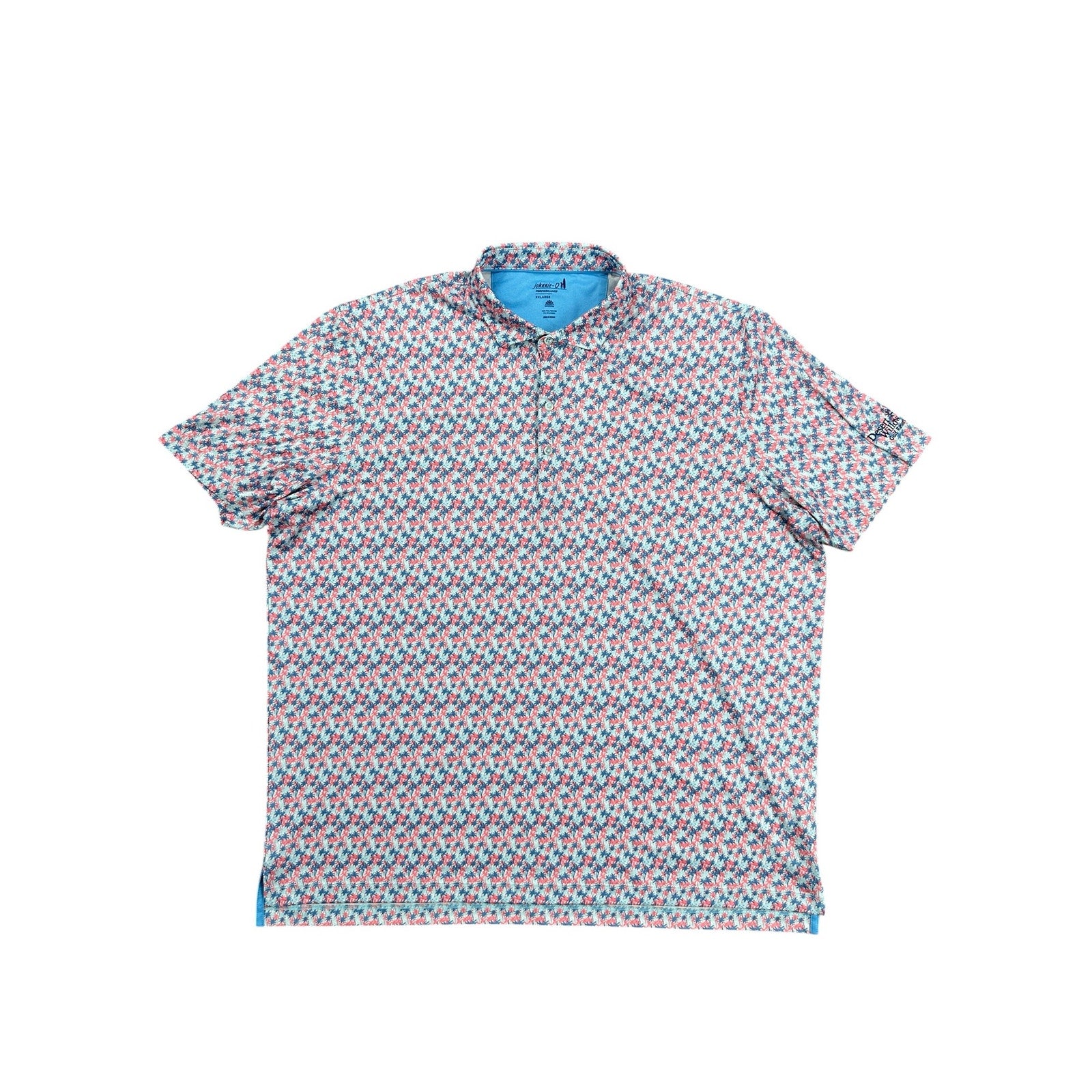 Johnnie-O Royal Palm Performance Golf Polo in Malibu Red with Desert Willow Golf Resort Monogram — Size 2XL // Preowned
