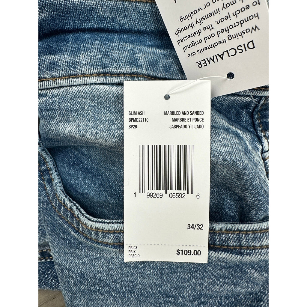 Buffalo David Bitton Slim Ash Stretch Jeans in Marbled and Sanded — Size 34x32