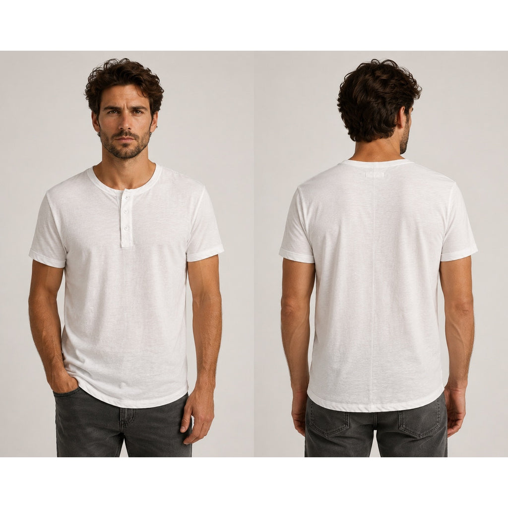 Rag & Bone Classic Slub Jersey Short Sleeve Henley in White — Size 2XL