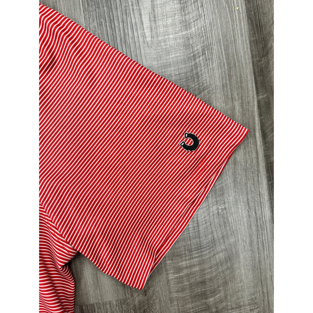 Dark Horse Tack & Supply Texas Tech Red Raiders Striped Golf Polo in Red, White — Size 2XL // Preowned