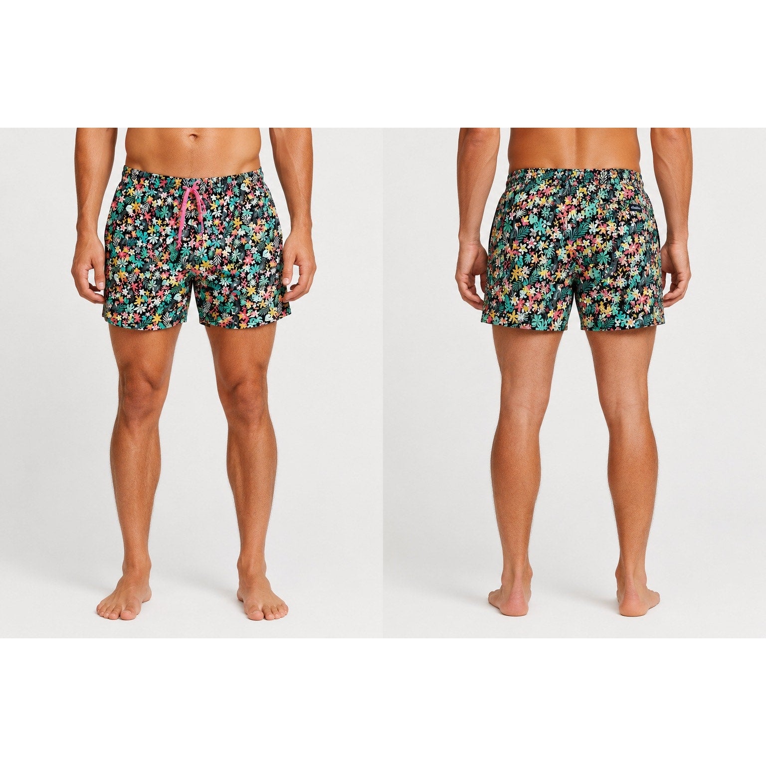 Chubbies The Bloomerangs 7" Swim Trunks in Black with Multi Jungle Print — Size XL // Preowned