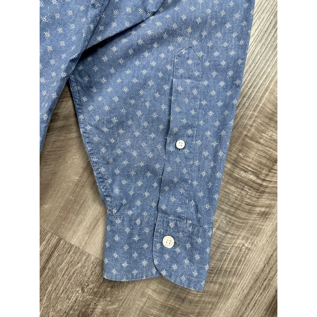 Proper Cloth Starburst Long Sleeve Shirt in Vintage Wash Blue, White — Size 2XL // Preowned
