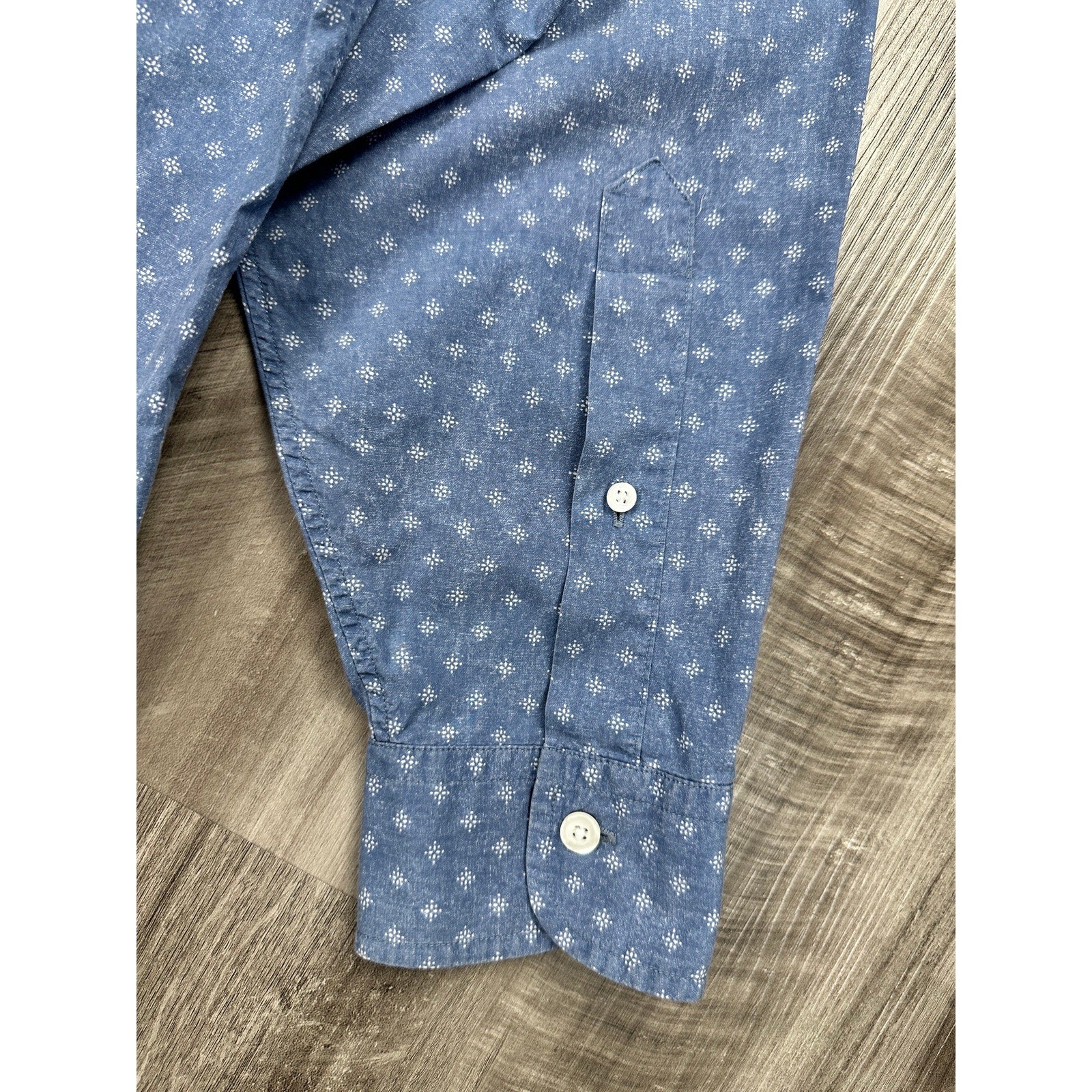 Proper Cloth Starburst Long Sleeve Shirt in Vintage Wash Blue, White — Size 2XL // Preowned