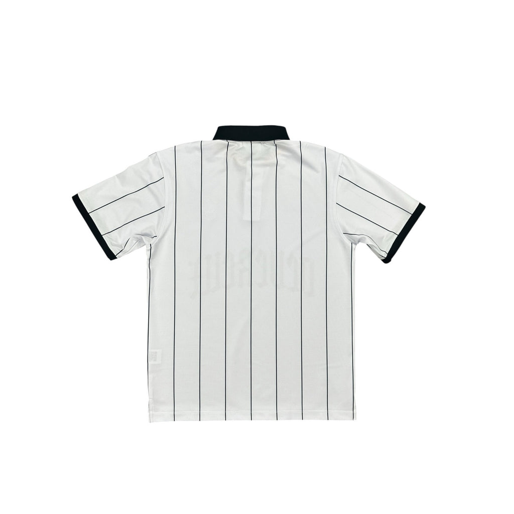 Devereux Golf DVRX Pinstripe Old English Skull Performance Polo — Size Small