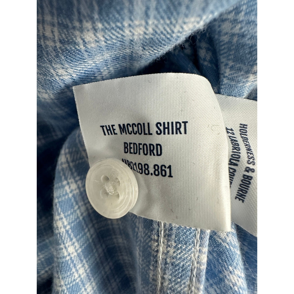 Holderness & Bourne The McColl Signature Fit Plaid Long Sleeve Shirt in Bedford Blue — Size Medium