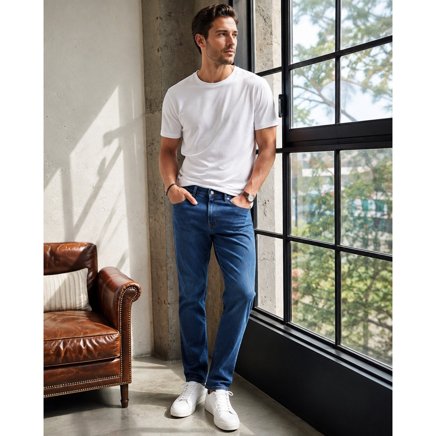 Buffalo David Bitton Adam Slim Stretch Jeans in Dark Wash — Size 38x30 // Preowned