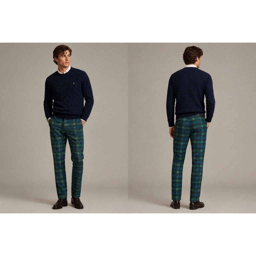 Polo Ralph Lauren Plaid Sullivan Slim Jean in Navy Green Yellow — Size 31x32 // Preowned