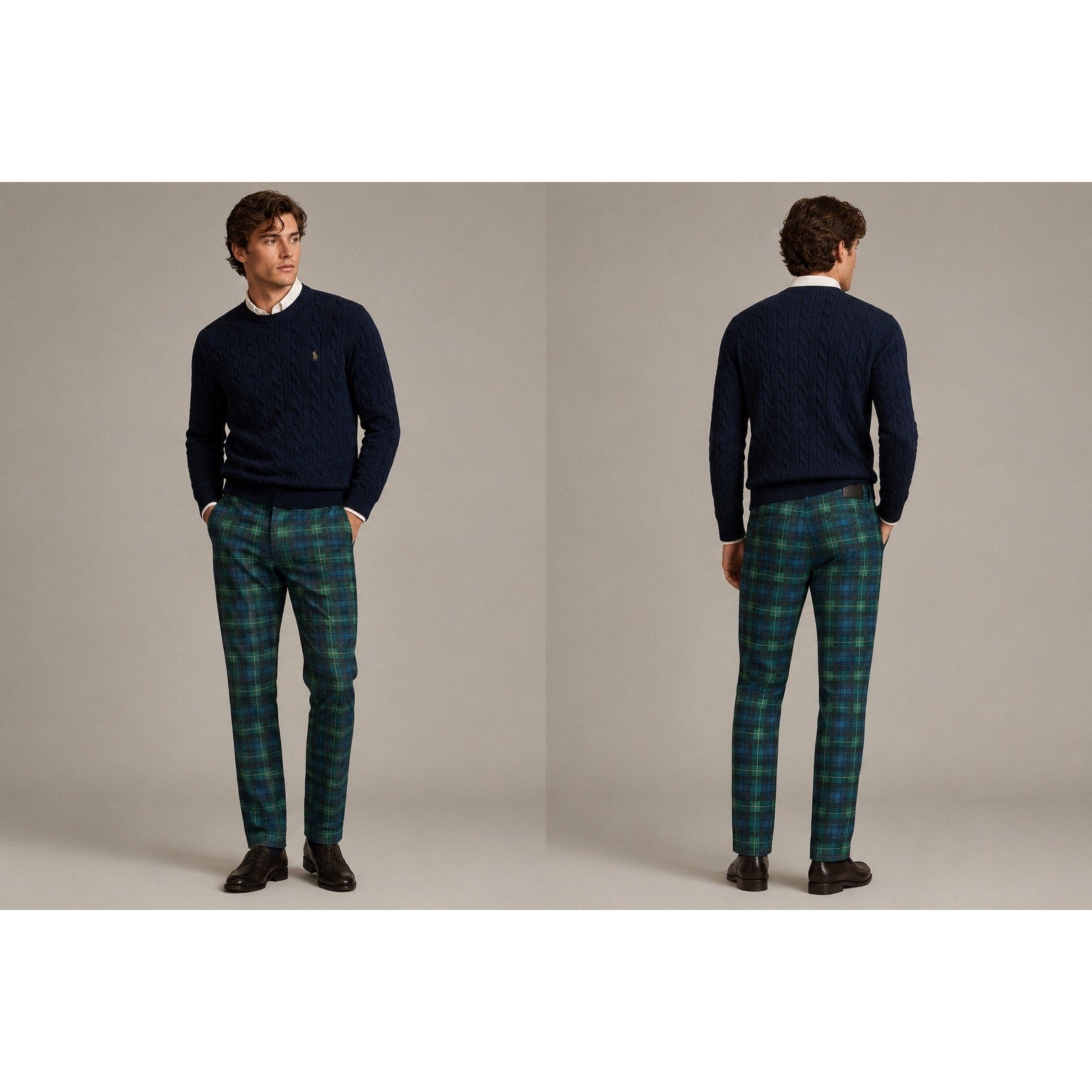 Polo Ralph Lauren Plaid Sullivan Slim Jean in Navy Green Yellow — Size 31x32 // Preowned