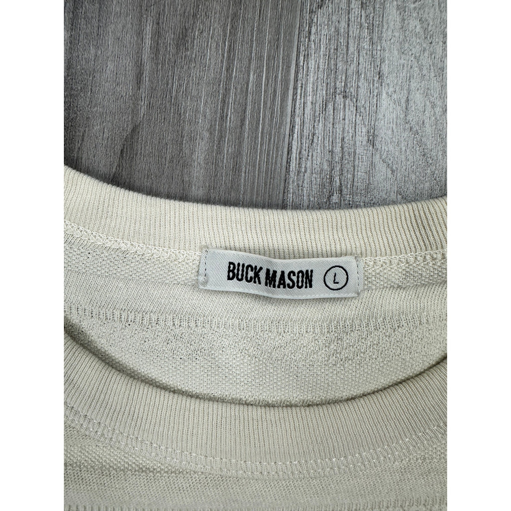 Buck Mason Vintage Jacquard Textured Stripe Pocket Tee in Cream — Size Large // Preowned