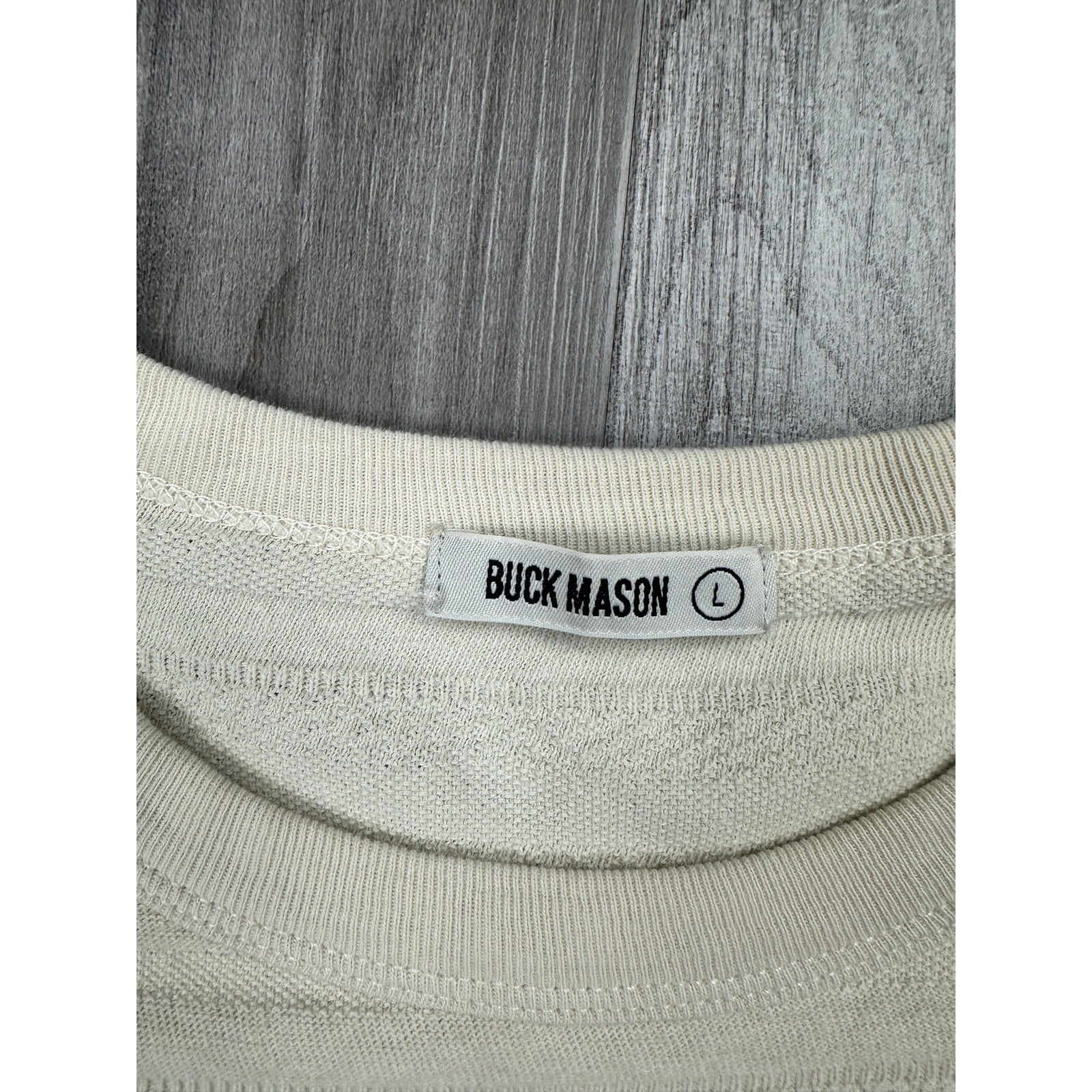 Buck Mason Vintage Jacquard Textured Stripe Pocket Tee in Cream — Size Large // Preowned